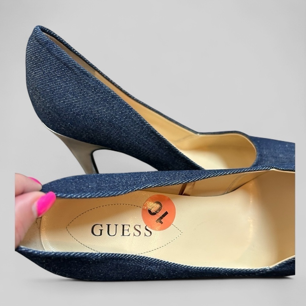 Guess Denim Stiletto Shoes Heels Size 10 - Picture 5 of 13
